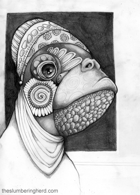 A Turtle Merchant, 9" x 12" pencil