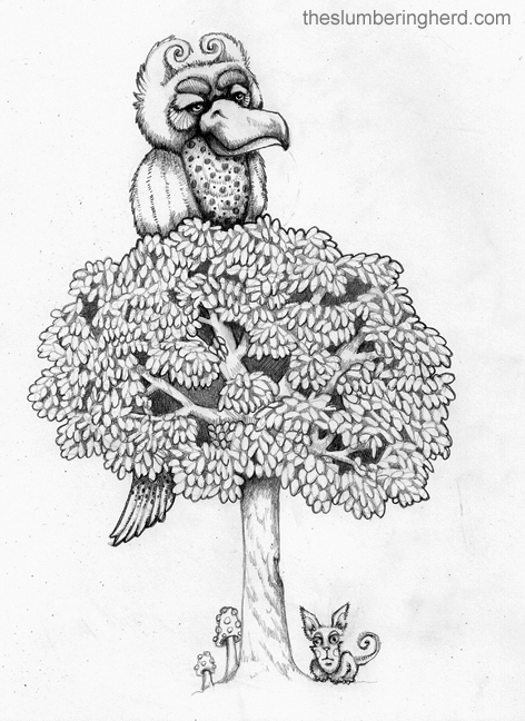 Tree Bird, 9" x 12" pencils